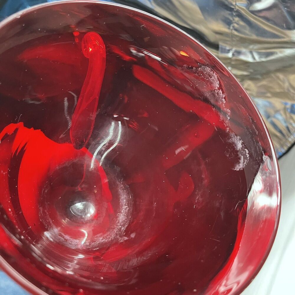 Vintage‎ Glass Red Ruby Trophy Pedestal Vase Handled MCM - Picture 11 of 16
